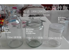 供应750ml菌种玻璃瓶 蘑菇原种瓶