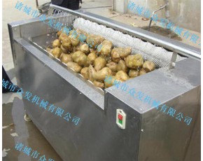 众发生产蔬菜毛辊喷淋清洗机 土豆去皮清洗机 蘑菇清洗加工设备