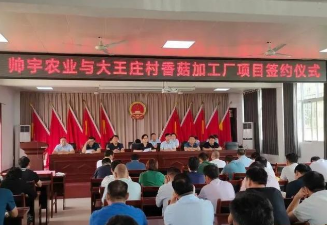 河南：平頂山市帥宇農業開發有限公司與大王莊村簽訂香菇加工廠項目