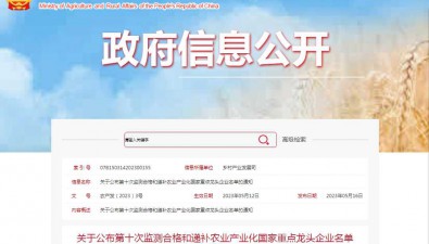 農業農村部等6部門關于公布第十次監測合格和遞補農業產業化國家重點龍頭企業名單的通