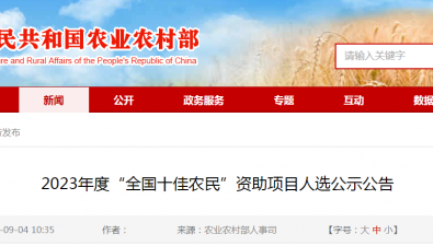 2023年度“全國十佳農(nóng)民”資助項目人選公示公告