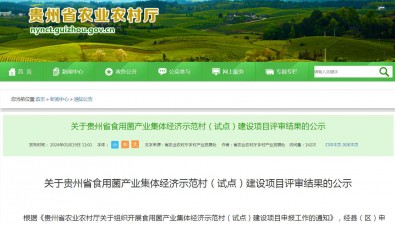 貴州省食用菌產(chǎn)業(yè)集體經(jīng)濟(jì)示范村（試點(diǎn)）建設(shè)項(xiàng)目評(píng)審結(jié)果公示