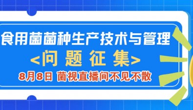 【问题征集】“食用菌菌种生产技术与管理”直播访谈，8月8日破解菌种行业痛点